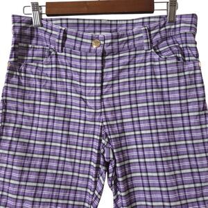 Brendratti Elina Golf Pants Purple Plaid Size 46 US 10 Womens Preppy Outdoor